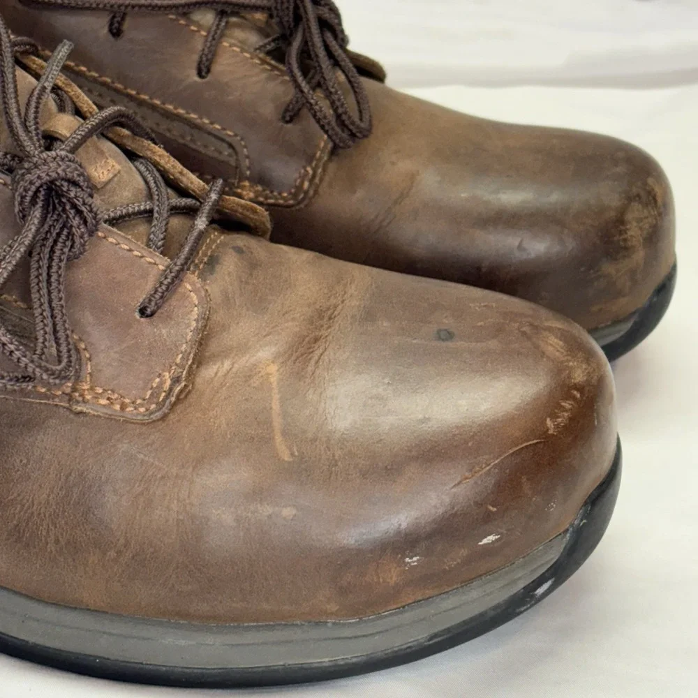Red Wing Brown Leather Steel Toe Work Shoes Men's US‎ 9.5 2E 6708 Oil Resistant